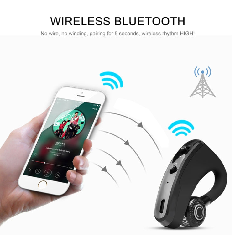 V9 Business Handsfree Wireless Bluetooth Headset CSR 4.1 con Micrófono para Driver Sport (Negro)
