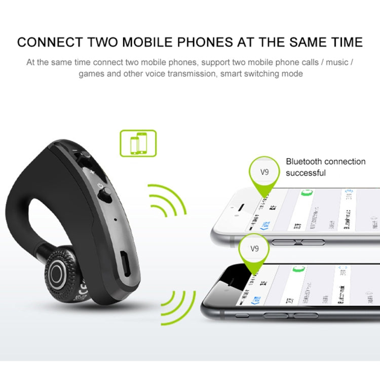V9 Business Casque mains libres sans fil Bluetooth CSR 4.1 avec microphone pour conducteur Sport (Noir)