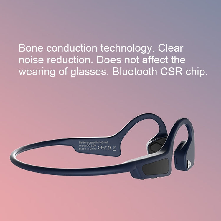 Wireless Bluetooth 5.0 Headphones Binaural Bone Conduction Hanging Ear Movement G18 (Blue)
