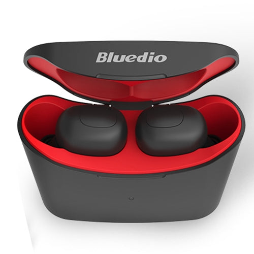 Bluedio TWS T-elf Bluetooth Version 5.0 Écouteurs Bluetooth intra-auriculaires avec cabine de chargement pour casque (Rouge)