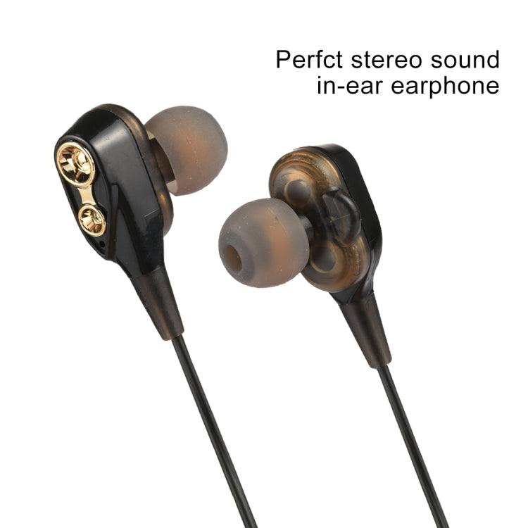 In-Ear Headphones C-65 Dual Headphones 3.5mm Inner Driver Stereo Headphones with Mic (Black)