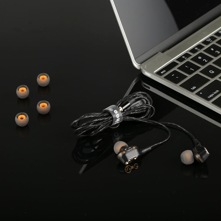 Écouteurs intra-auriculaires C-65 Dual Headphones Écouteurs stéréo à pilote interne de 3,5 mm avec micro (Noir)