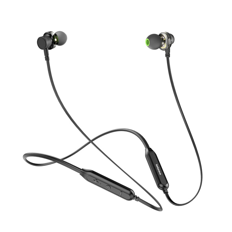 Ipipoo GP-2 Quad-Core Dual Dynamic Drivers Sports Wireless Bluetooth V4.2 Headphones Halter Neck Style In-Ear Headphones (Noir)
