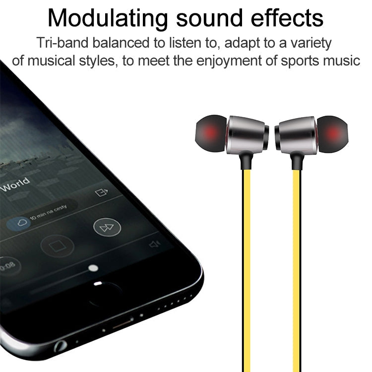 L7 Sport Metal Magnetic Stereo Bluetooth 5.0 Wireless Headphones (Yellow)