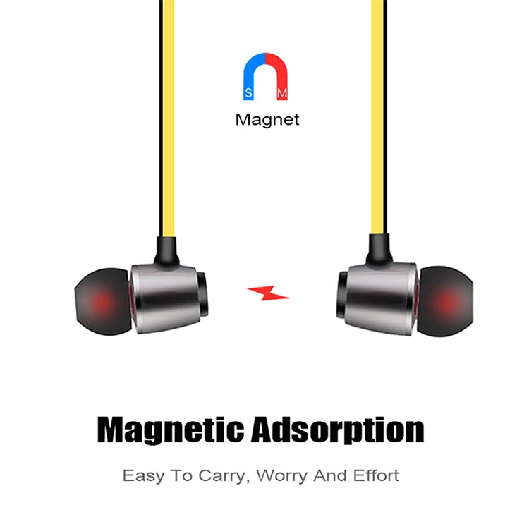 Casque sans fil Bluetooth 5.0 stéréo magnétique en métal L7 Sport (jaune)