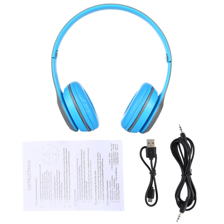 Casque Stéréo MP3 Sans Fil P47 Bluetooth - Bleu