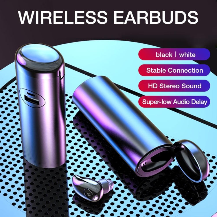 V21 Mini Wireless Stereo Bluetooth V5.0 Single Ear Headphones with Charging Box (Blue)