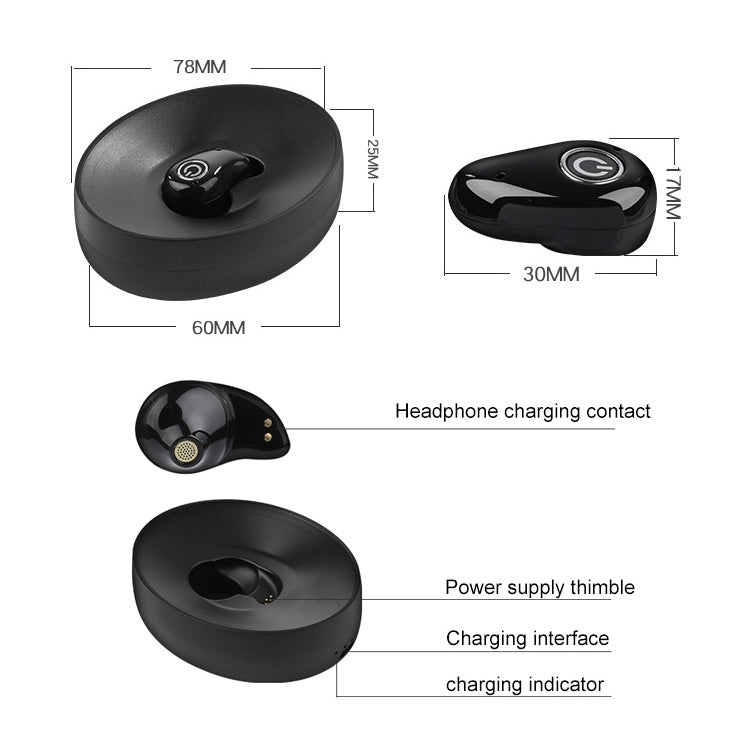 Écouteur sans fil S600 Mini Bluetooth 4.1 avec boîtier de chargement (or rose)