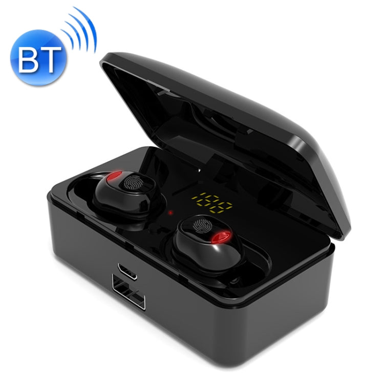 Casque Bluetooth sans fil G10 TWS Bluetooth 5.0 avec prise en charge du boîtier de charge Affichage numérique et banque d'alimentation et appels HD (noir)