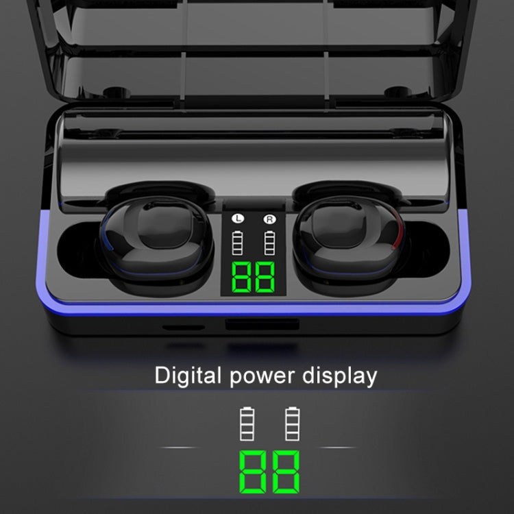 W12 IPX6 étanche Bluetooth 5.0 tactile sans fil Bluetooth écouteur avec prise en charge de la boîte de charge affichage numérique de l'alimentation et barre lumineuse respiratoire et banque d'alimentation d'appel HD (blanc)