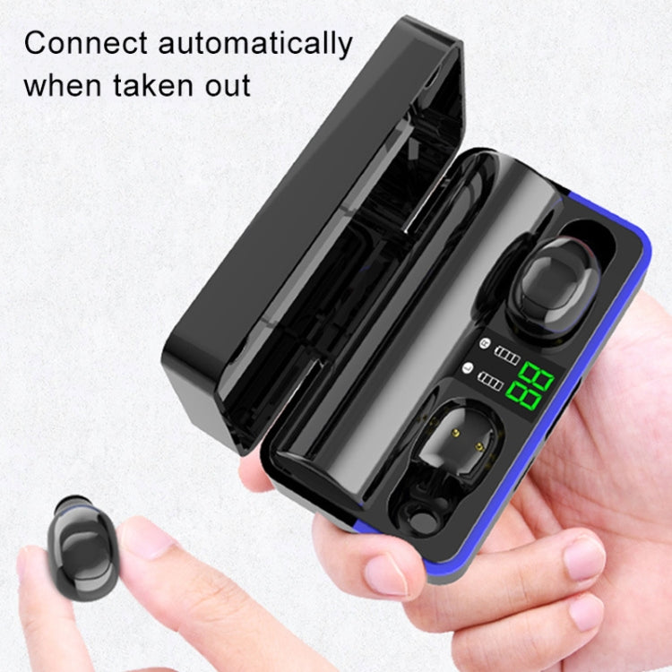 W12 IPX6 étanche Bluetooth 5.0 tactile sans fil Bluetooth écouteur avec prise en charge de la boîte de charge affichage numérique de l'alimentation et barre lumineuse respiratoire et banque d'alimentation d'appel HD (blanc)