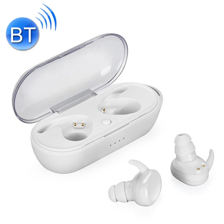 TWS-4 IPX5 Auriculares Inalámbricos Bluetooth 5.0 táctiles a prueba de agua con caja de Carga compatible con llamadas HD y mensajes de voz (Blanco)