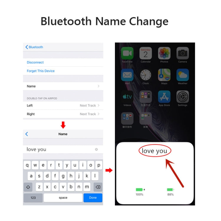 TWS Macaron Bluetooth 5.0 Touch Auricular Bluetooth con caja de Carga compatible con llamadas HD y Siri y emparejamiento emergente y cambio de nombre de Bluetooth y búsqueda de ubicación (verde)