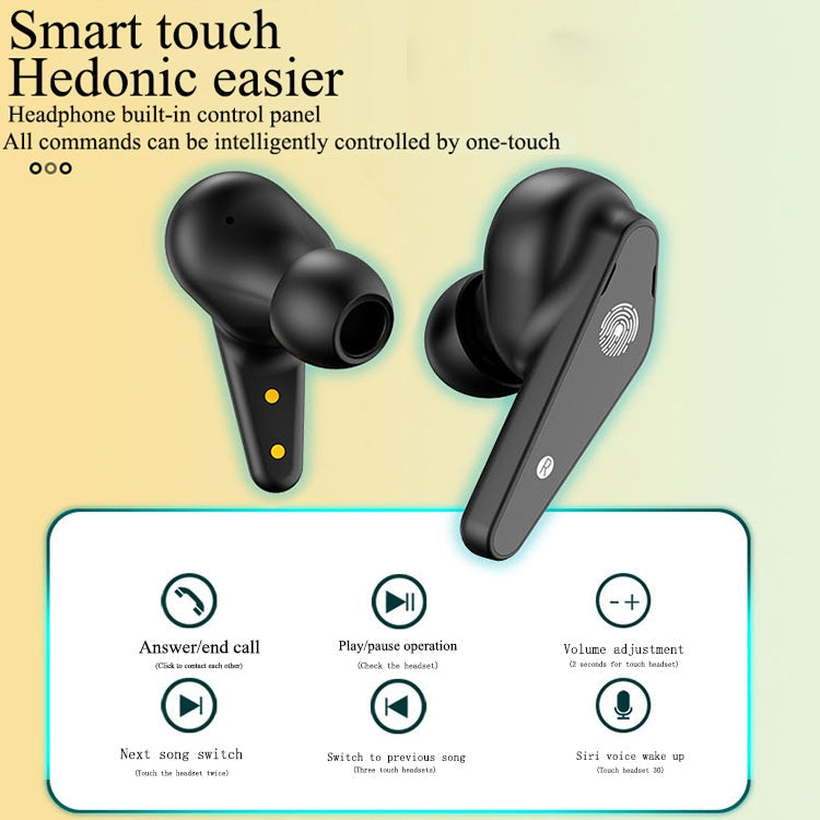 Air Plus Bluetooth 5.0 Mini casque stéréo sans fil Bluetooth sport binaural avec boîtier de charge (noir)