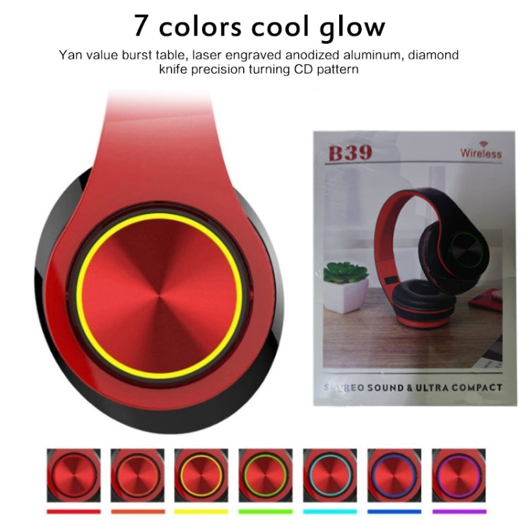 B39 Inalámbrica Bluetooth V5.0 Headset (Negro Rojo)