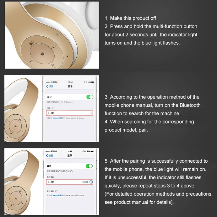 Auriculares Inalámbricos Bluetooth V5.0 L150 (Dorado)