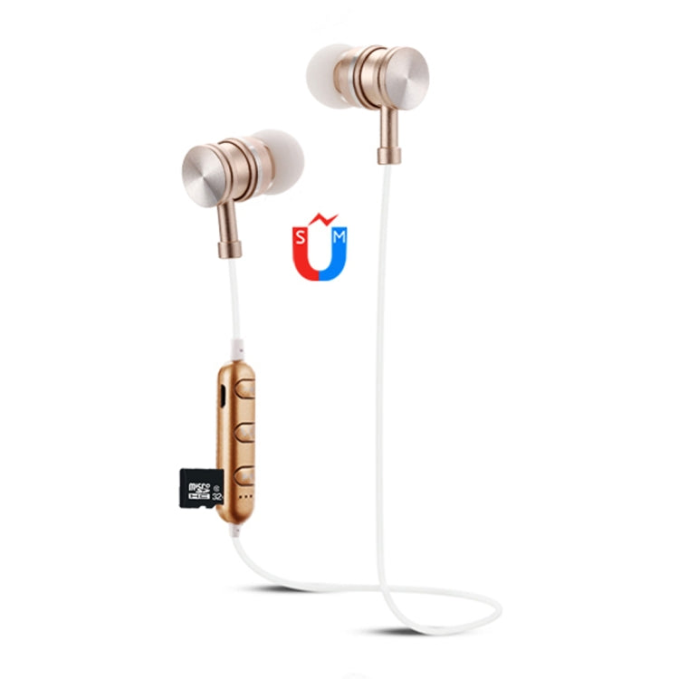 F3 Bluetooth 4.2 Auriculares Bluetooth con diseño de cuello colgante compatible con reproducción de música conmutación Control de volumen y respuesta (Dorado)