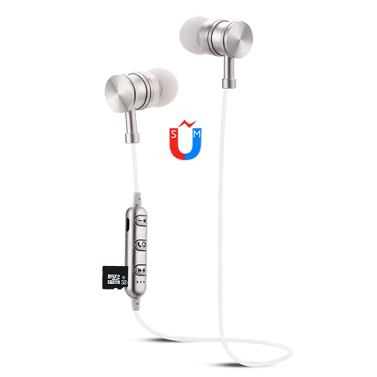 F3 Bluetooth 4.2 Neck Hanging Design Bluetooth Headset Support Music Play &amp; Switch &amp; Volume Control &amp; Answer (Silver)
