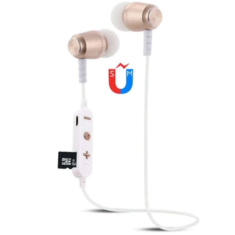F15 Bluetooth 4.2 Bluetooth Headphones with Hanging Neck Design Support Music Play Switching Volume Control and Answer (Gold)