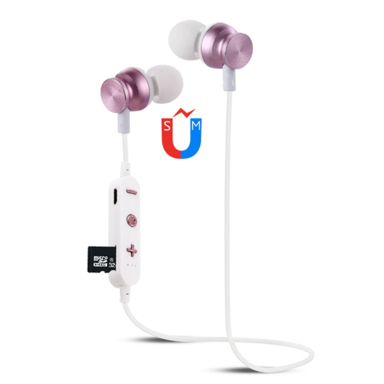 F17 Bluetooth 4.2 Auriculares Bluetooth con diseño de cuello colgante compatible con reproducción de música conmutación Control de volumen y respuesta (Oro Rosa)