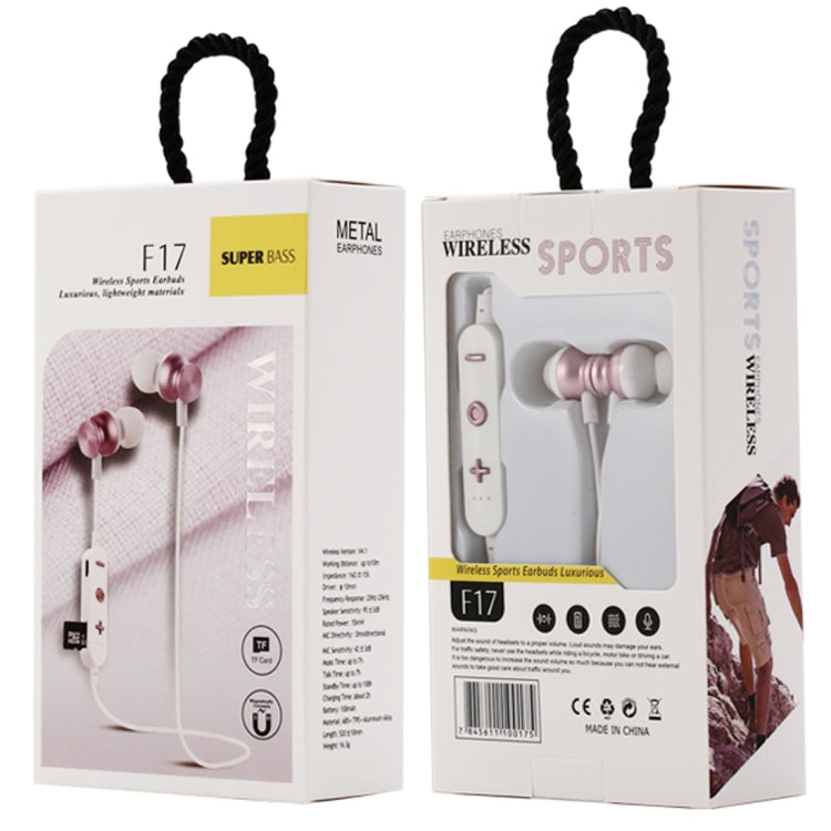 F17 Bluetooth 4.2 Bluetooth Headphones with Hanging Neck Design Support Music Play Switching Volume Control and Answer (Rose Gold)