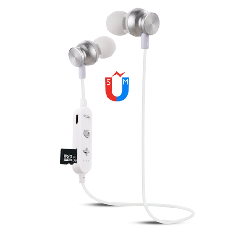 F17 Bluetooth 4.2 Bluetooth Headphones with Hanging Neck Design Support Music Play Switching Volume Control and Answer (Silver)