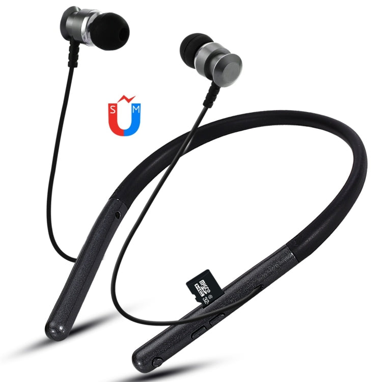 F108 Bluetooth 4.2 Auriculares Bluetooth con diseño de cuello colgante compatible con reproducción de música conmutación Control de volumen y respuesta (Negro)