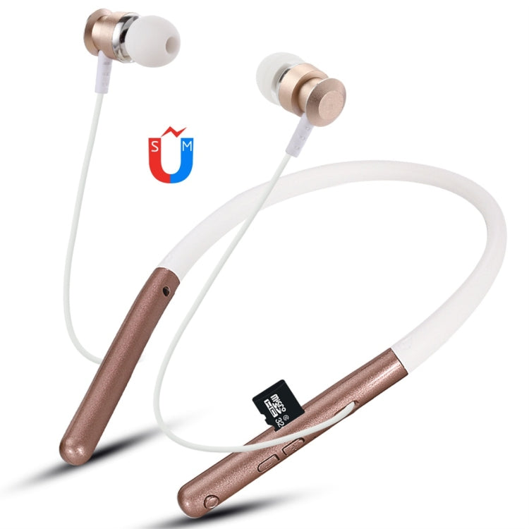 F108 Bluetooth 4.2 Bluetooth Headphones with Hanging Neck Design Support Music Play Switching Volume Control and Answer (Gold)