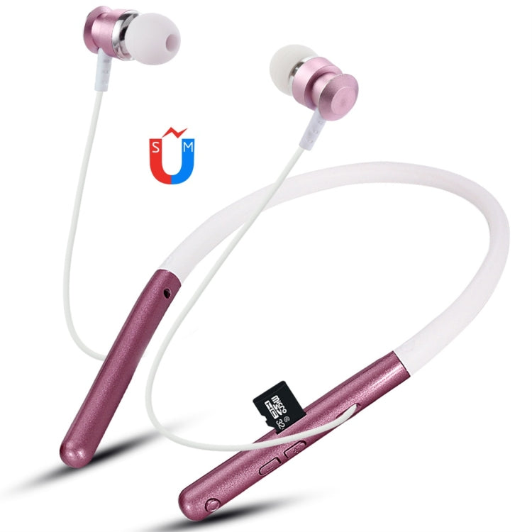 F108 Bluetooth 4.2 Auriculares Bluetooth con diseño de cuello colgante compatible con reproducción de música conmutación y Control de volumen y respuesta (Oro Rosa)