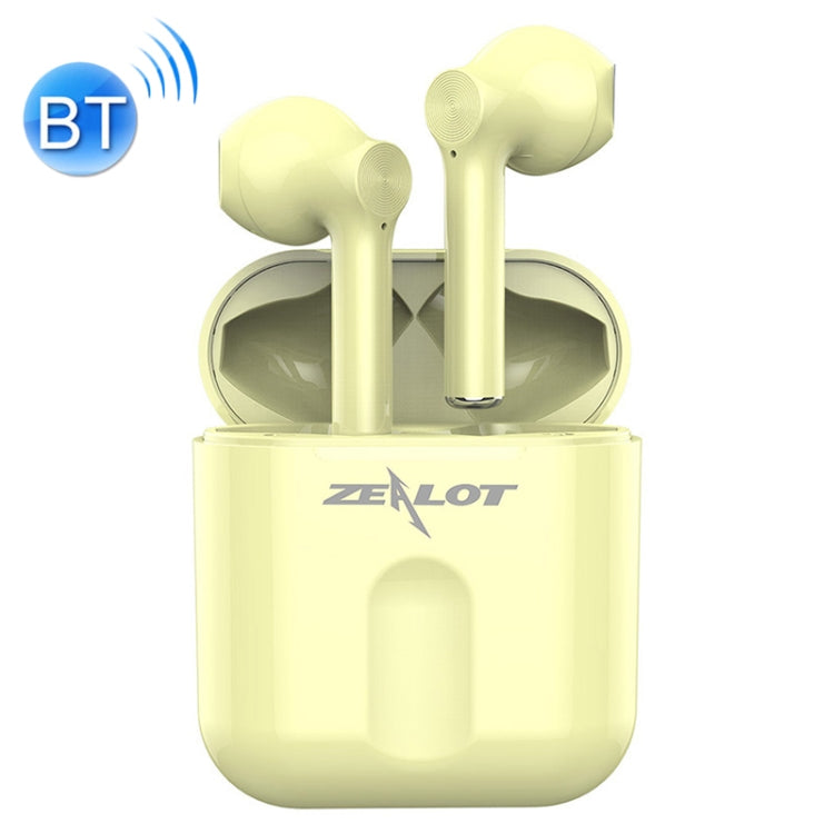 T2 Bluetooth 5.0 TWS Auriculares Inalámbricos Bluetooth con caja de Carga soporte táctil llamada y Pantalla de encendido (amarillo)