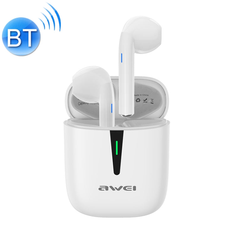 Awei T21 Bluetooth V5.0 Ture Wireless Sports TWS Écouteurs avec étui de chargement (Blanc)