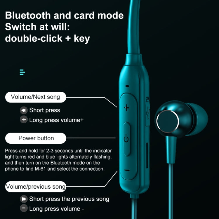 M61 Bluetooth 5.1 Deporte de negocios Metal Magnético Metal Stereo Auricular Bluetooth (Negro)
