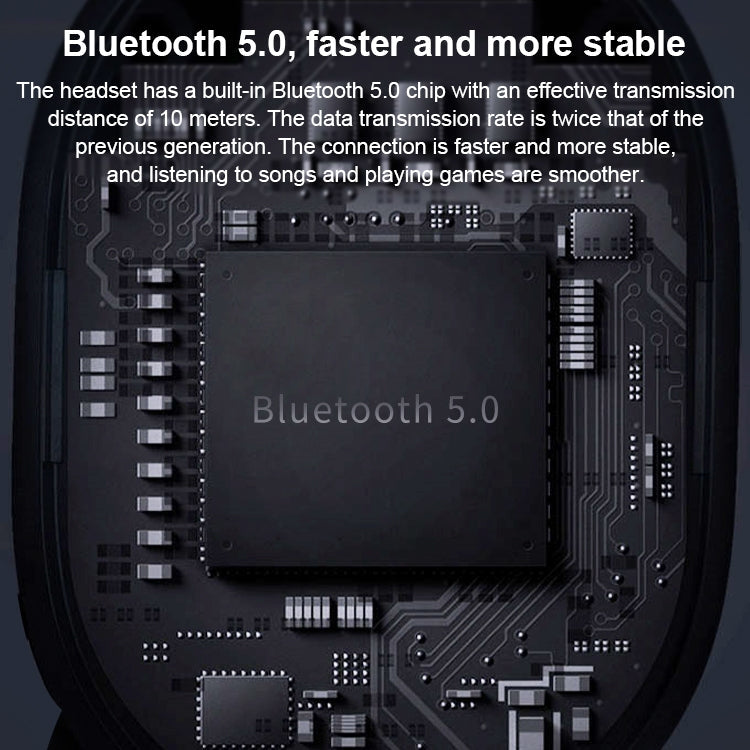 AIN AT-X80J Casque Bluetooth à réduction de bruit d'appel intelligent avec boîtier de charge et affichage numérique de la batterie Prise en charge de l'assistant vocal tactile Connexion automatique (Noir)