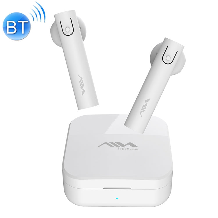 AIN AT-X80W TWS Casque Bluetooth Semi-In-Ore avec Boîtier de Charge Prise en Charge de la Commutation Maître-Esclave Assistant Vocal d'Appel HD (Blanc)