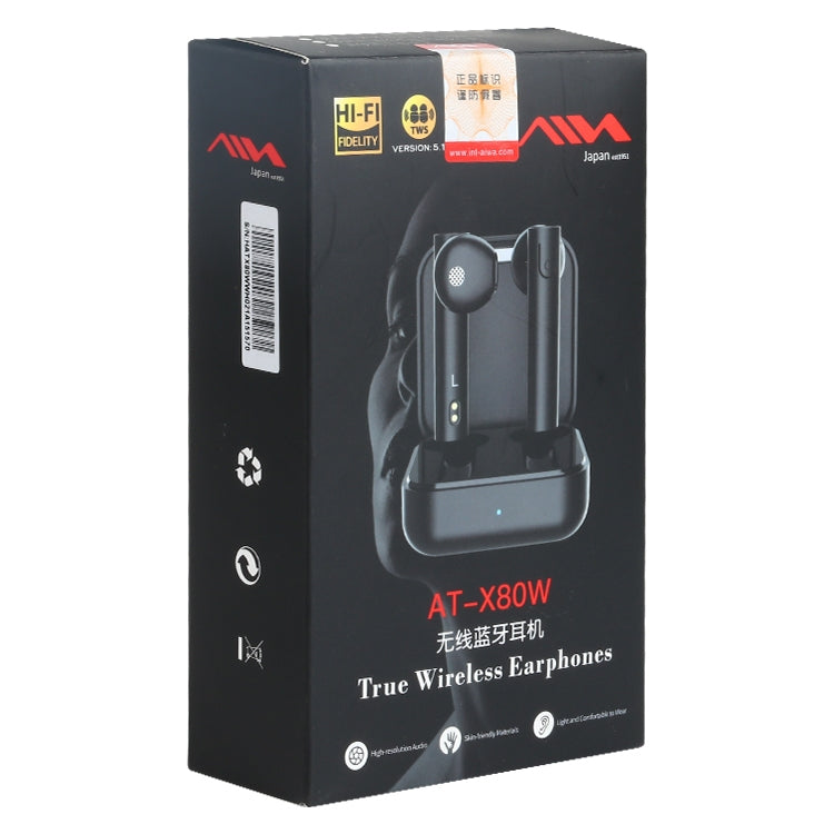 AIN AT-X80W TWS Auriculares de Bluetooth Semi-In-Ore con caja de Carga Soporte Master-Slave Switching HD Call Voice Assistant (White)