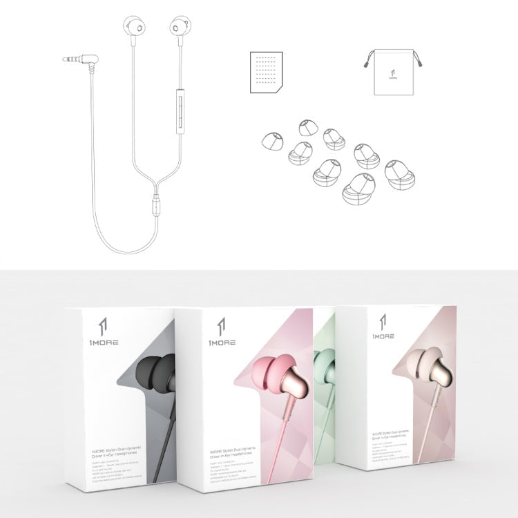 Original Xiaomi youpin E1025 1More Stylish Connective Double In-Ear Wired Earphone (Pink)