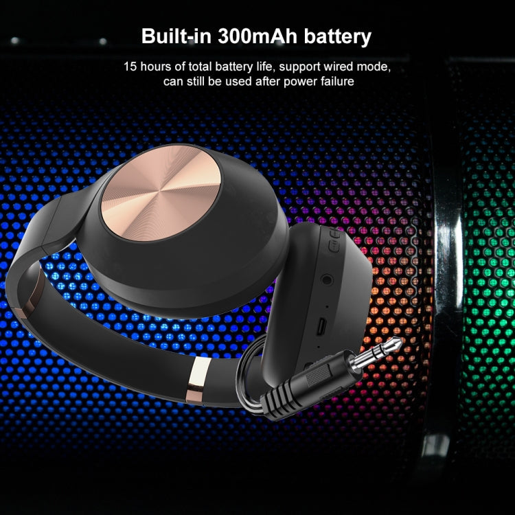 Auriculares Bluetooth plegables Mucro L36 con ranura para Tarjeta SD y caja de almacenamiento (Negro)