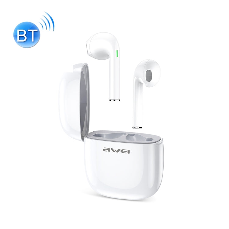 Awei T28 Bluetooth V5.0 Ture Casque de sport sans fil avec étui de chargement (Blanc)