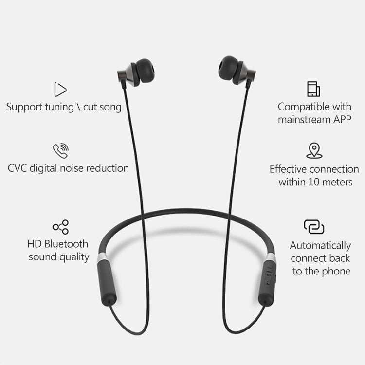 Original Lenovo HE05 Neck-Mounted Magnetic In-Ear Bluetooth Headset (Black)
