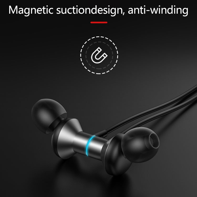 Oreillette Bluetooth intra-auriculaire magnétique d'origine Lenovo HE05 montée sur le cou (noire)