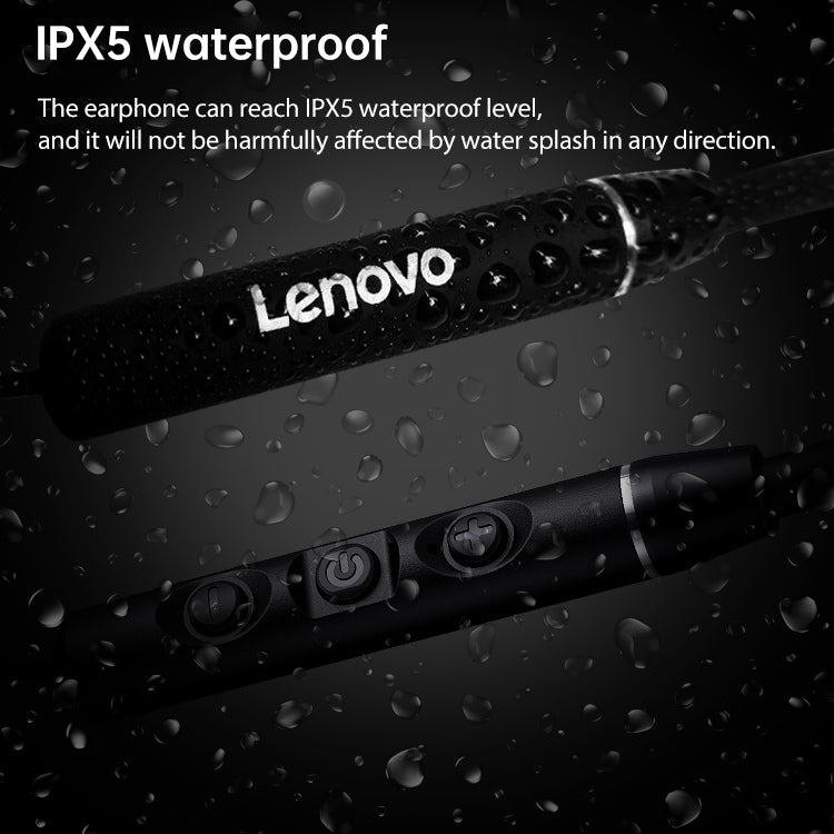 Auriculares Deportivos Inalámbricos Bluetooth Originales Lenovo QE03 Bluetooth 5.0 montados en el cuello con función de Control Magnético y de Cable (Negro)