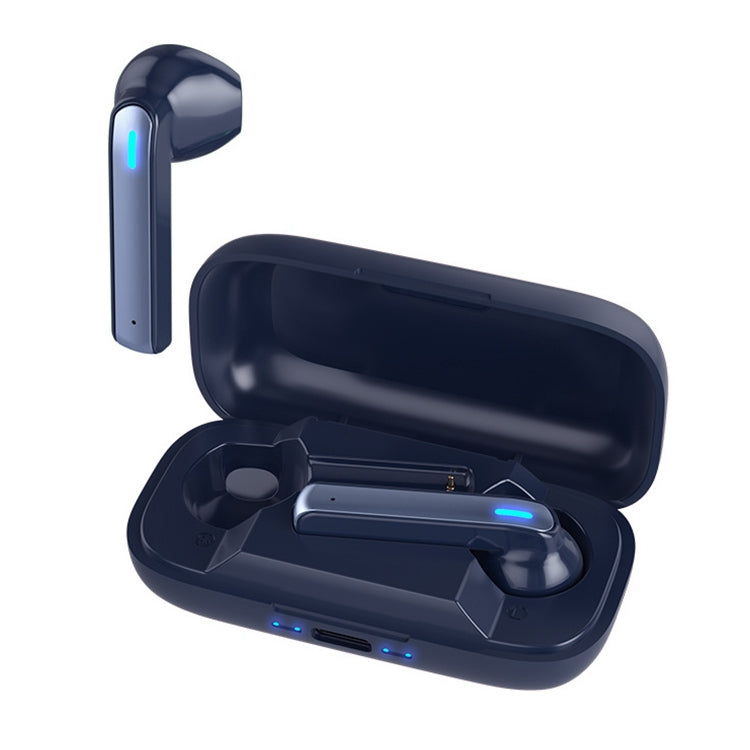 BQ02 TWS SEMI-IN-EAR Écouteur Bluetooth avec boîtier de charge et voyant lumineux Prend en charge les appels HD et l'assistant vocal intelligent (Bleu)
