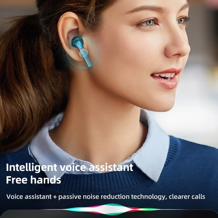 BQ02 TWS SEMI-IN-EAR Écouteur Bluetooth avec boîtier de charge et voyant lumineux Prend en charge les appels HD et l'assistant vocal intelligent (Bleu)