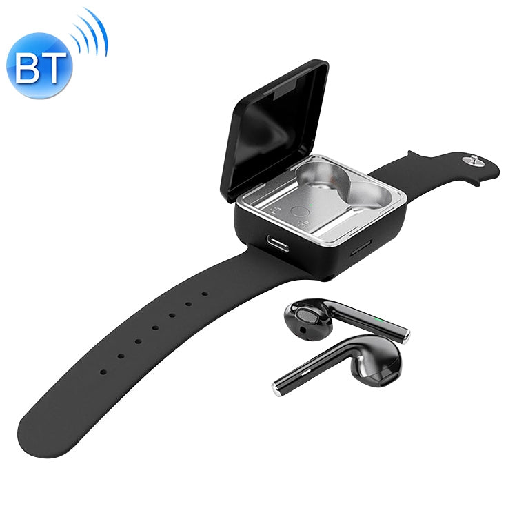 U5 TWS Wats Style Écouteurs Bluetooth Sport Sans Fil avec Prise en Charge de la Boîte de Charge Tactile et Carte TF (Noir)