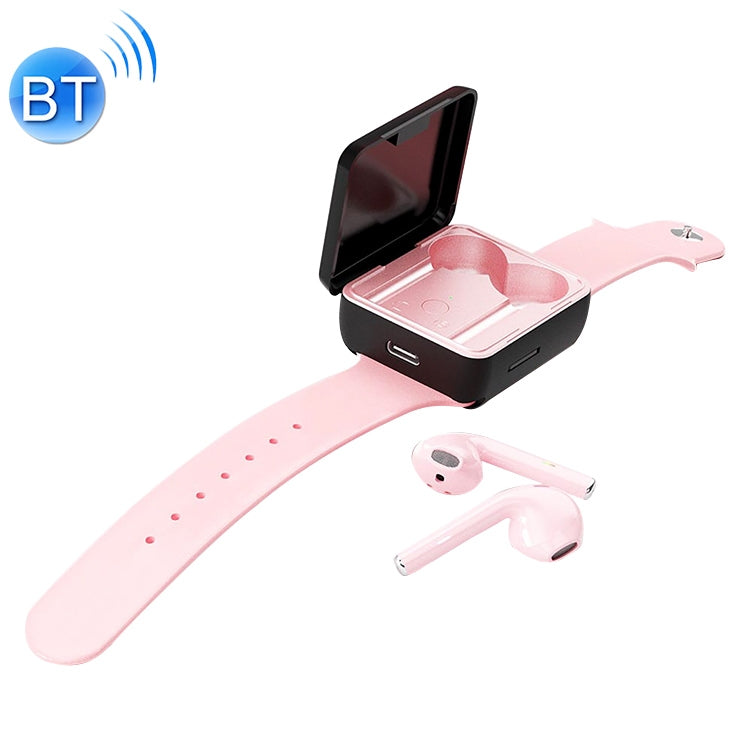 U5 TWS Watch Style Écouteurs Bluetooth Sport Sans Fil avec Prise en Charge de la Boîte de Charge Tactile et Carte TF (Rose)