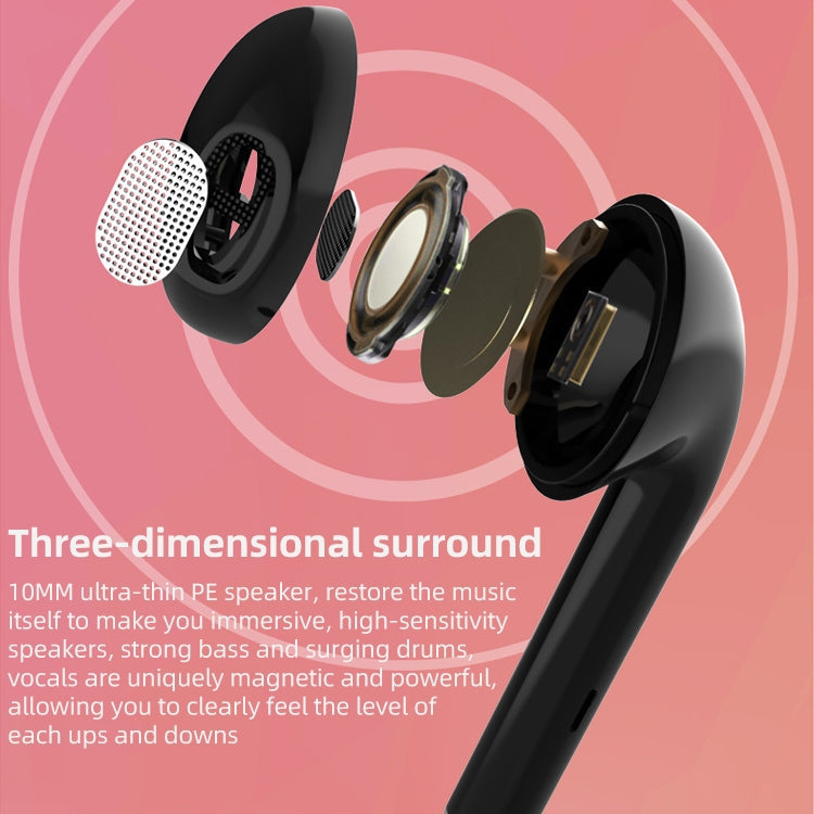 U5 TWS Watch Style Wireless Sports Bluetooth Auricular con caja de Carga Toque de soporte y Tarjeta TF (Rosa)