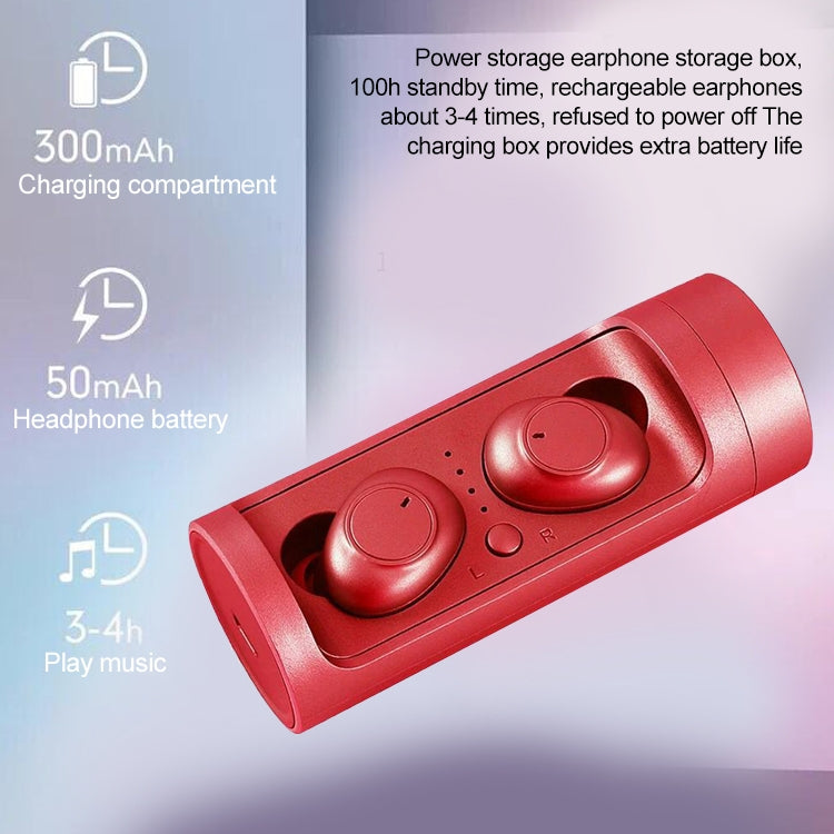 DT-15 Wireless Bluetooth Headphones with Two Ears Supporting Magnetic Touch and Smart Charging and Automatic Power-On Pairing (Red)
