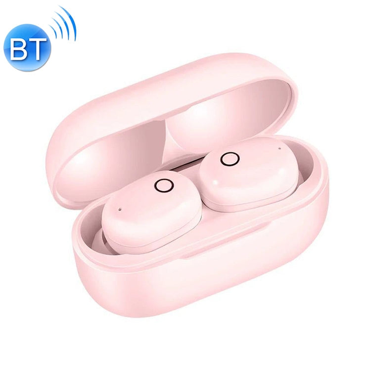 DT-17 Auriculares Bluetooth Inalámbricos con dos Oídos que admiten Carga Magnética táctil e Inteligente y emparejamiento automático de encendido (Rosa)