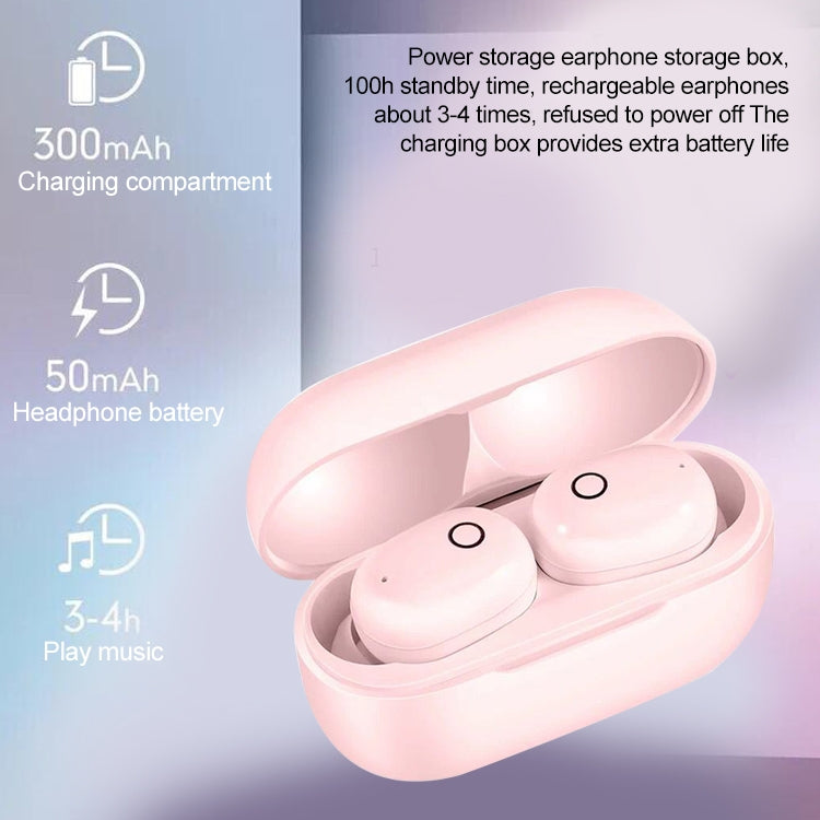 DT-17 Wireless Bluetooth Headphones with Two Ears Supporting Magnetic Touch and Smart Charging and Automatic Power-On Pairing (Pink)