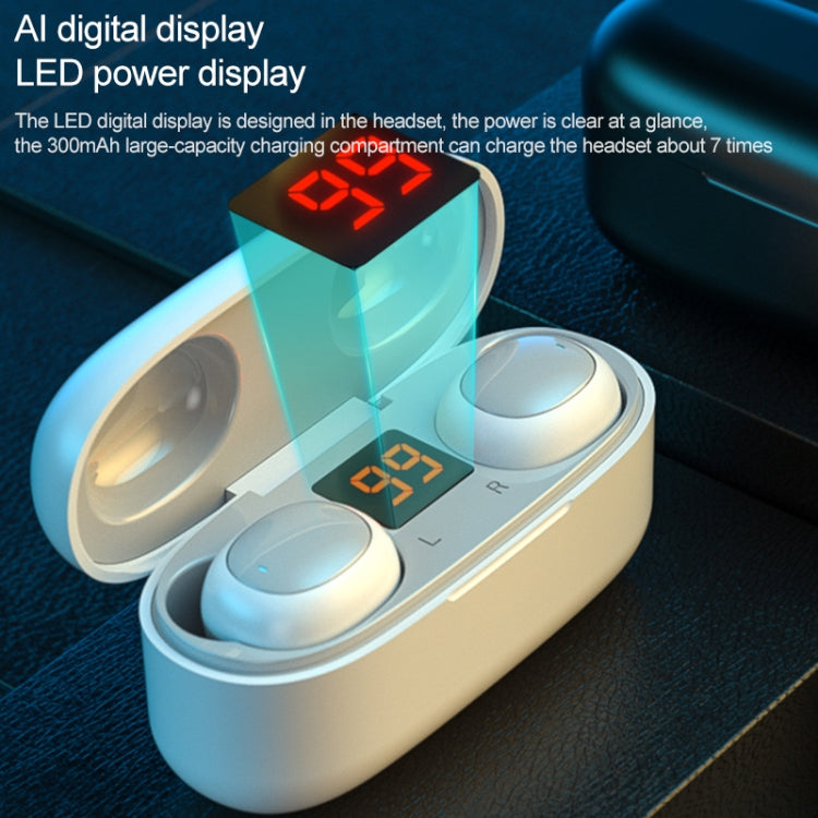 WK V5 TWS 9D Stereo Sound Effects Bluetooth 5.0 Touch Wireless Bluetooth Earphone with LED Display Power and Charging Box Support Calls (White)